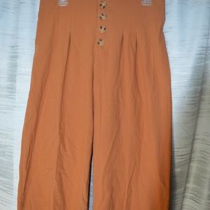 Orange linen wide leg pants